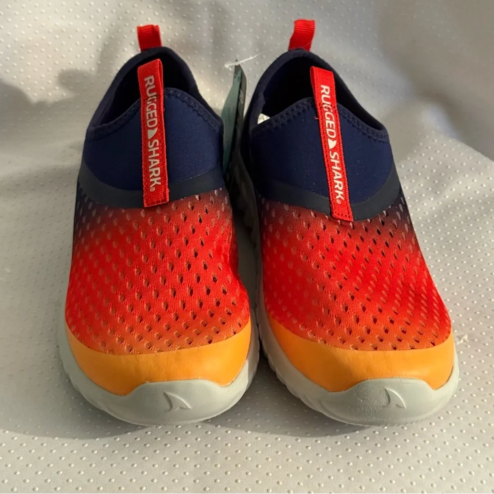 Rugged Shark Boys‎ Size 5 Shoes Orange and Navy Water Aquaflo Technology New